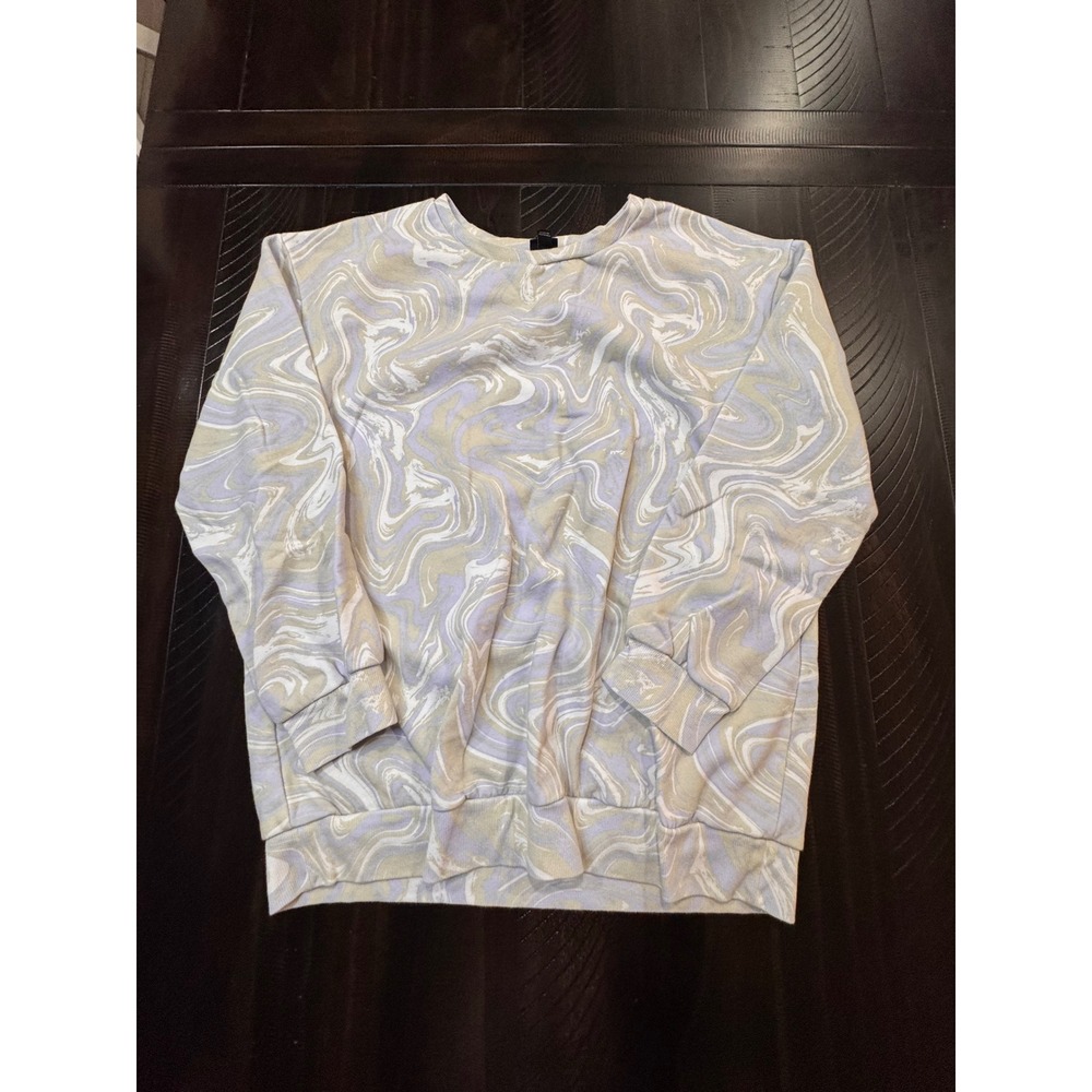 Art Class Kids XL 14/16 Marble Swirl Crewneck Sweatshirt Purple Tan Long Sleeve